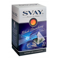 Черный цейлонский чай в пакетиках на чашку Svay Black Strawberry, 20 пирамидок по 2,5гр.