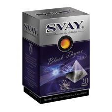 Черный чай в пакетиках на чашку Svay Black Thyme, 20 пирамидок по 2,5гр.